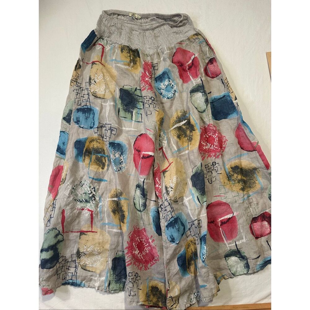 Camille & Co Abstract Print Wide Leg Palazzo Pants Women Small Boho Art